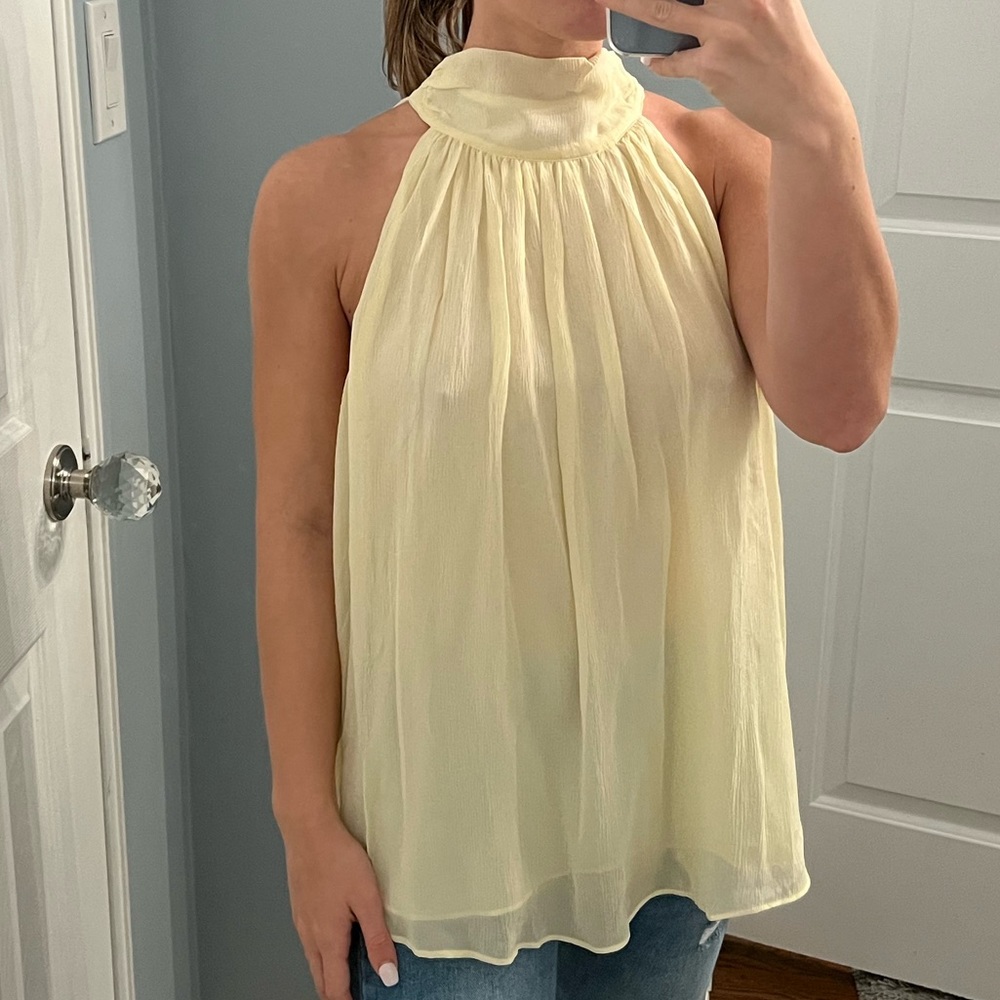 Ecru Buttercream High Neck Tank Top